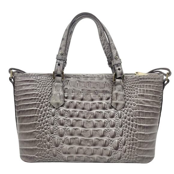 Brahmin Mini Asher Tote Satchel Bag Melbourne Gray Croc Embossed - Picture 3 of 13